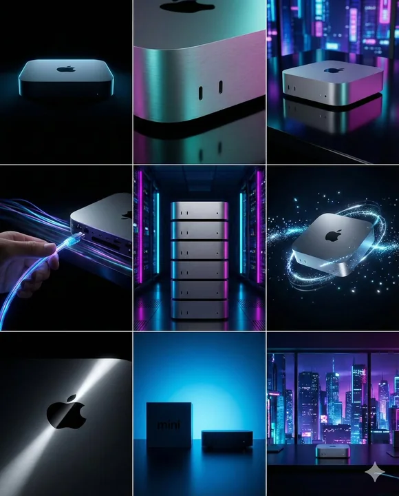 3x3 赛博朋克风格 Mac mini 品牌视觉分镜设计