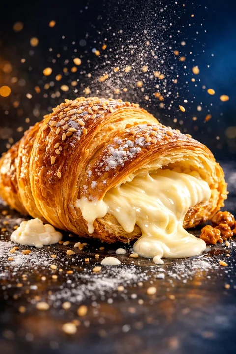Un cliché détaillé d'une mille-feuille au caramel délicieux