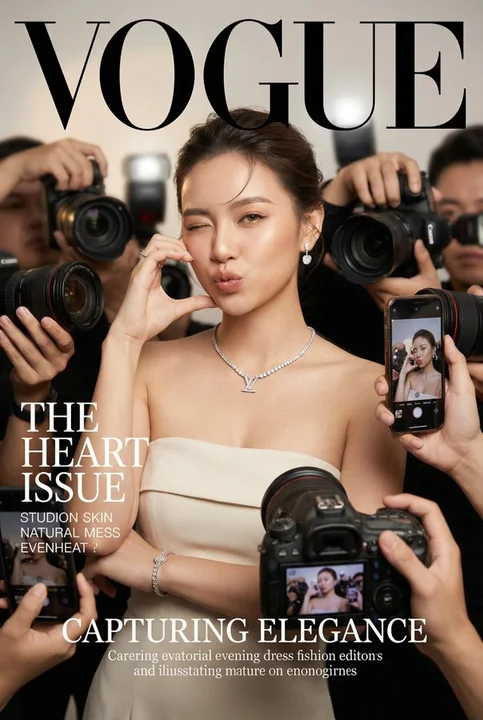 Realistic Vogue magazine cover style fashion portrait