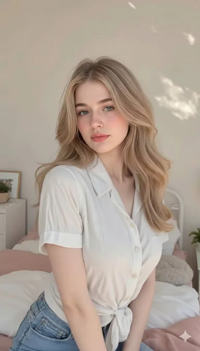 晨光洒落下的清新金发少女