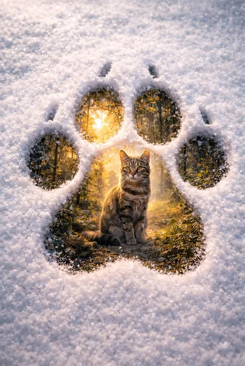 Empreintes sur la neige : un micro-monstre dans les traces de pas