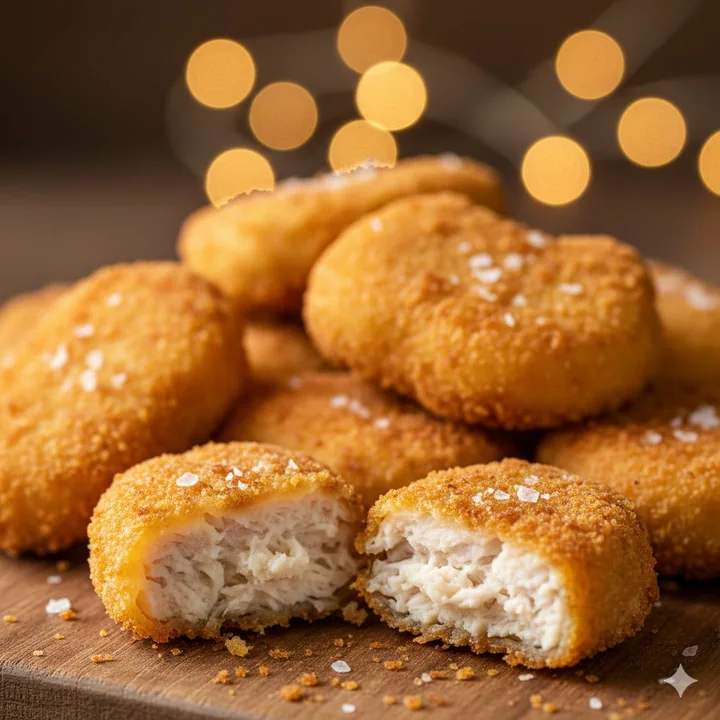Крупный план аппетитной золотистой хрустящей курицы, жареной во фритюре