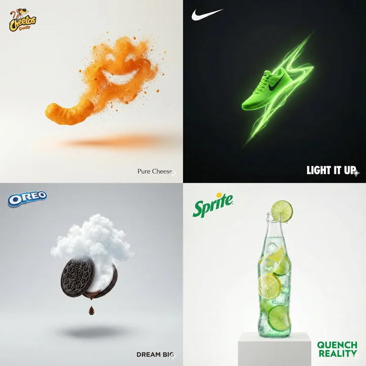 Minimalist photo-realistic flat advertising