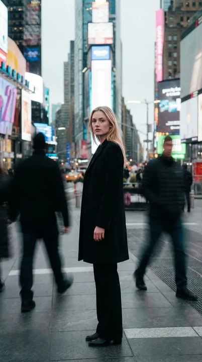 La blonde tranquille de Times Square