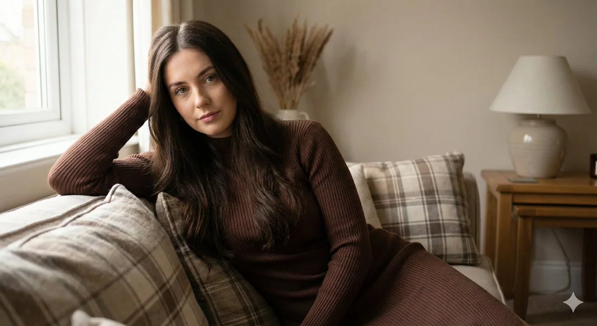 Brunette girl on a lazy sofa