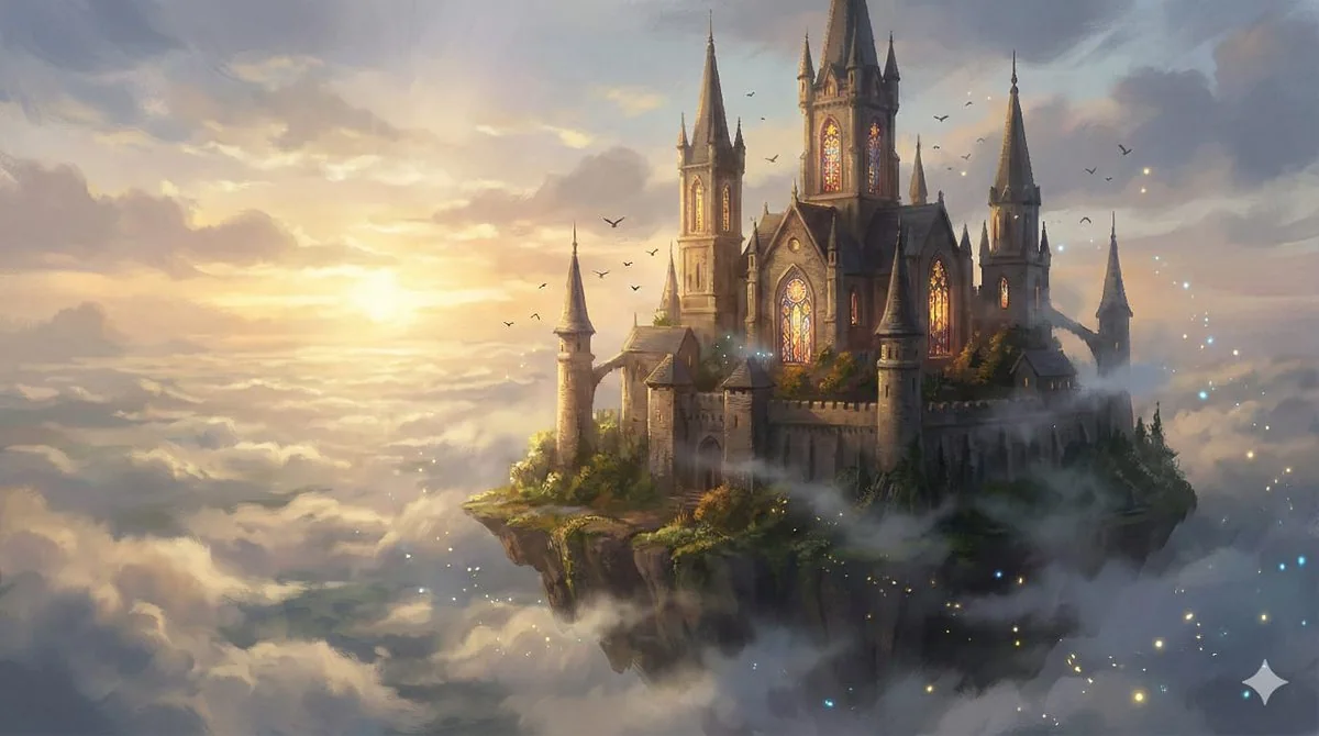 Une épopée fantastique de château au-dessus des nuages