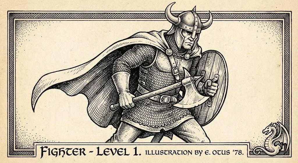 Dragon et D&D fantasy guerrier noir et blanc rétro