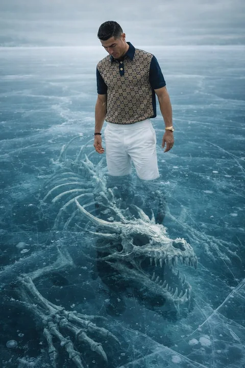 冰湖深渊下的幽蓝巨骨