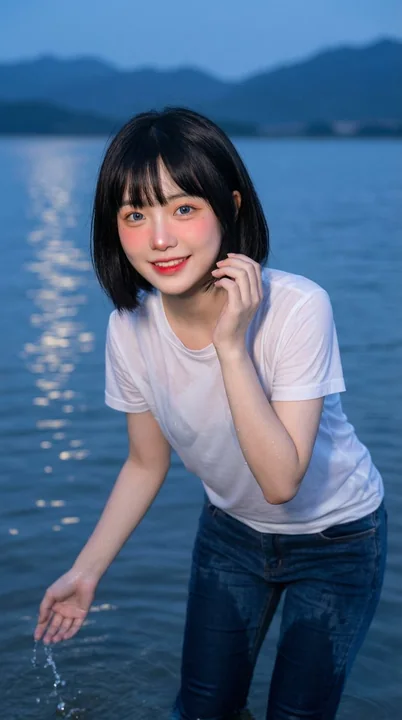 月光水面上俏皮的瞬间定格