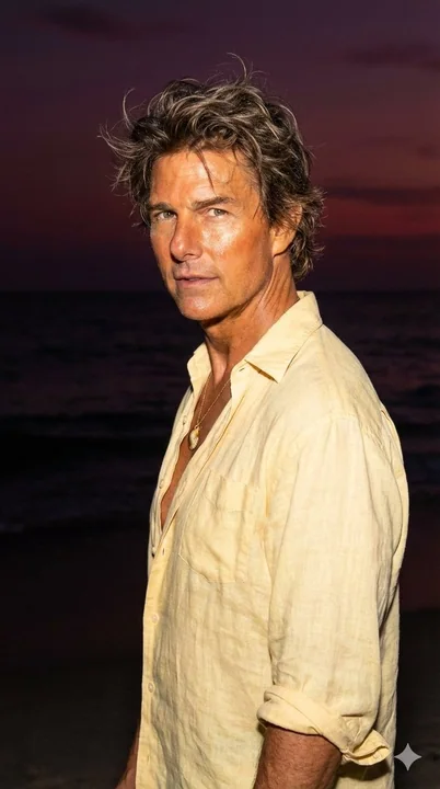 Glimmering glance under the flash of the twilight beach
