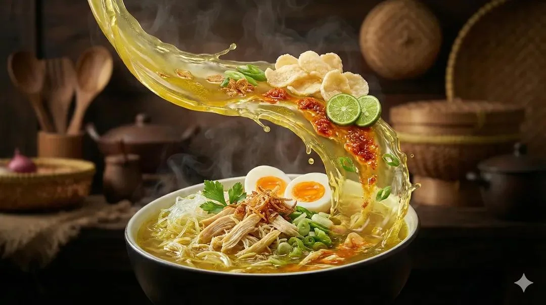 空中飛ぶような魅力的な熱湯ラーメンの商業広告