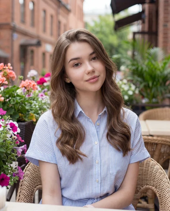 La jeune fille douce du café Fleurs