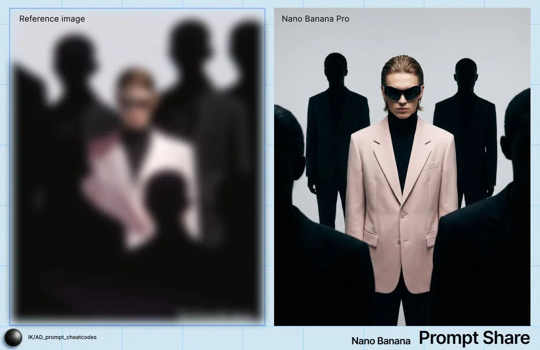 Homme en costume rose et silhouette sombre