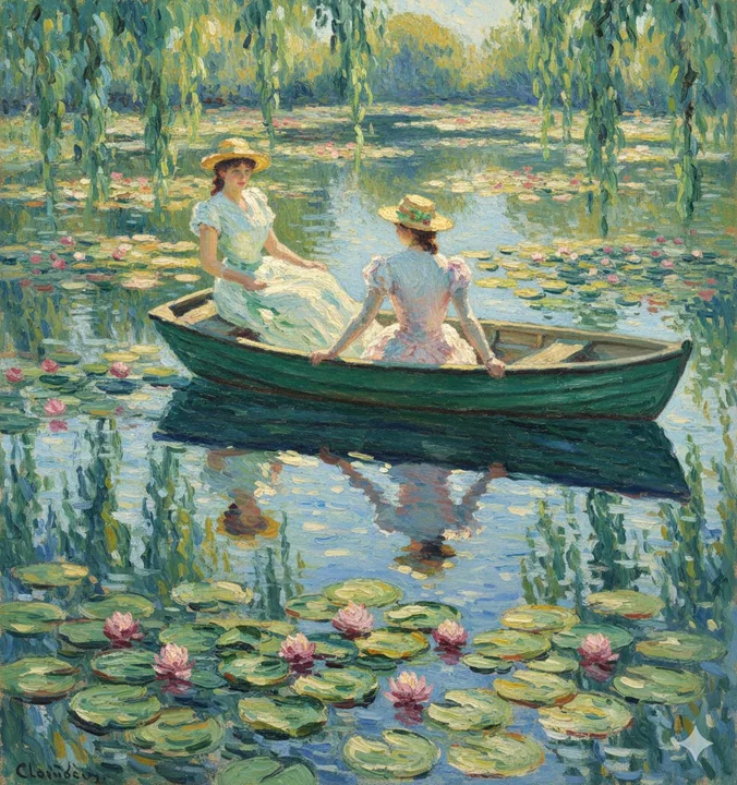 Les barques de nénuphars selon Monet