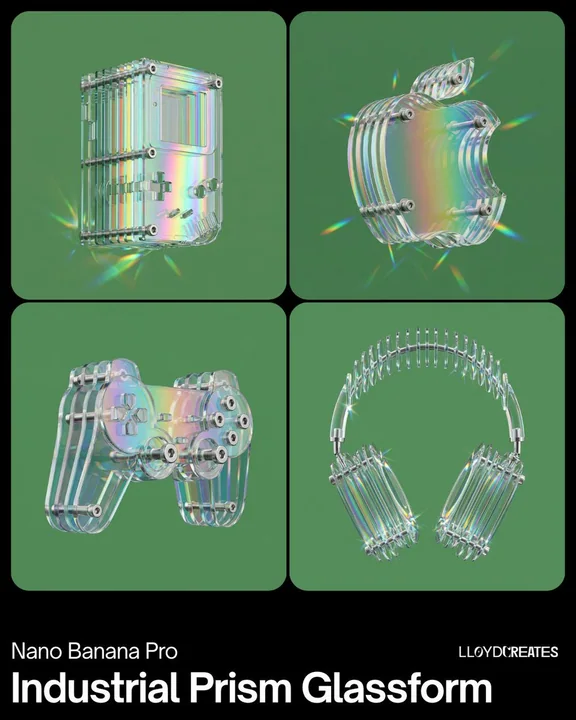 Prism iridescent glass layered industrial minimalist design