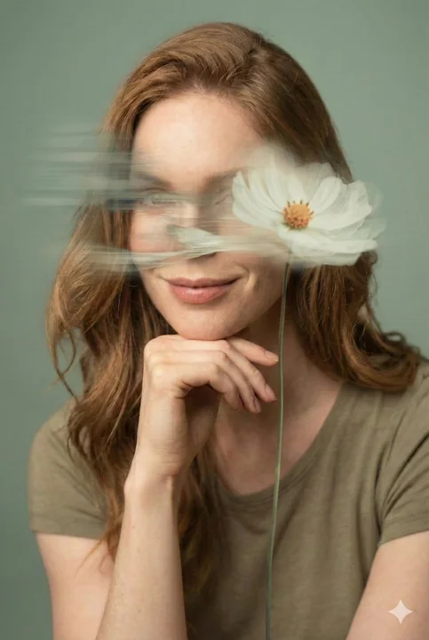 Portrait artistique sous des fleurs de rêve