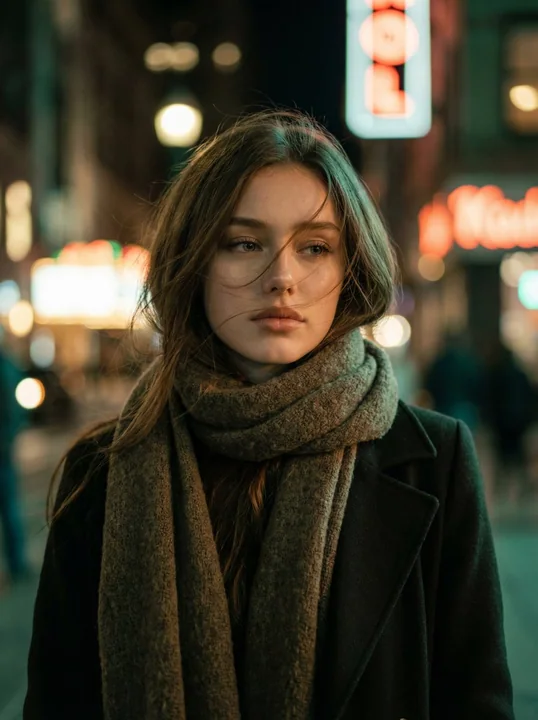 Portrait d'émotion urbaine sous un ciel nocturne trouble