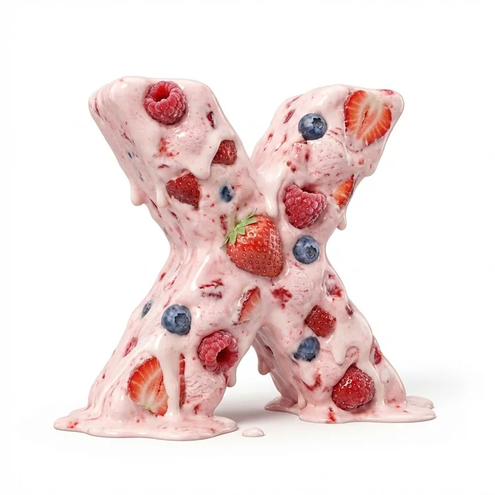 Melting Berry Ice Cream 3D Letters