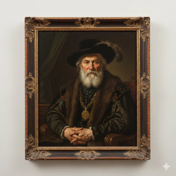 Classical chiaroscuro masterpiece in the style of Rembrandt