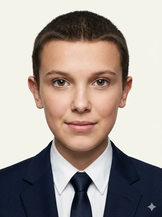 Ultra-realistic white shirt ID photo