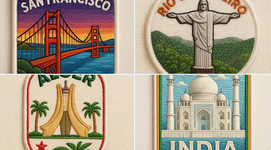 City embroidery sticker photo