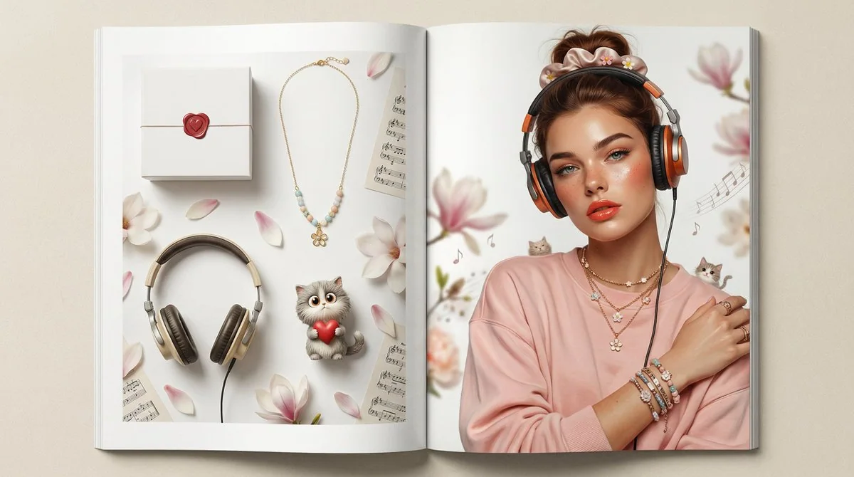 High-end fashion magazine spread