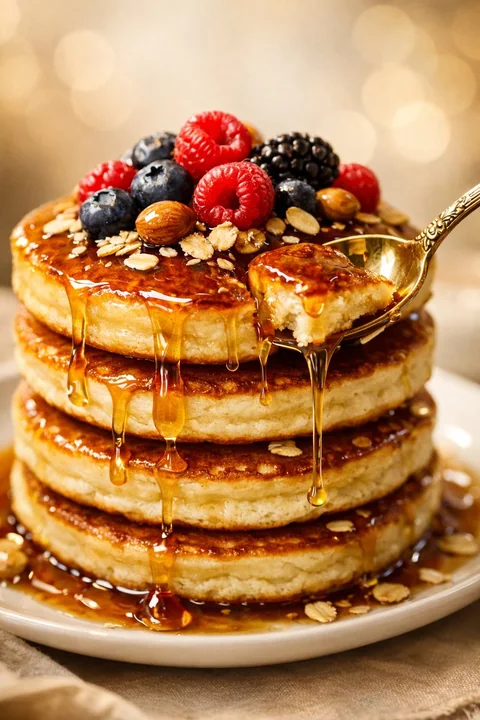 Crêpes moelleuses recouvertes de sirop d'érable luxueux