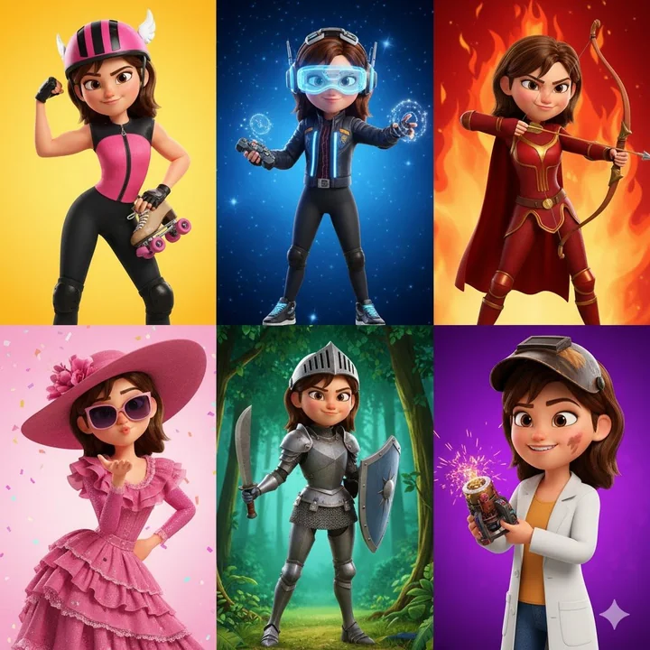 Pixar Girl 6 cases de mode changeant