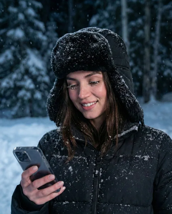 Portrait de film émouvant dans une nuit froide et une tempête de neige