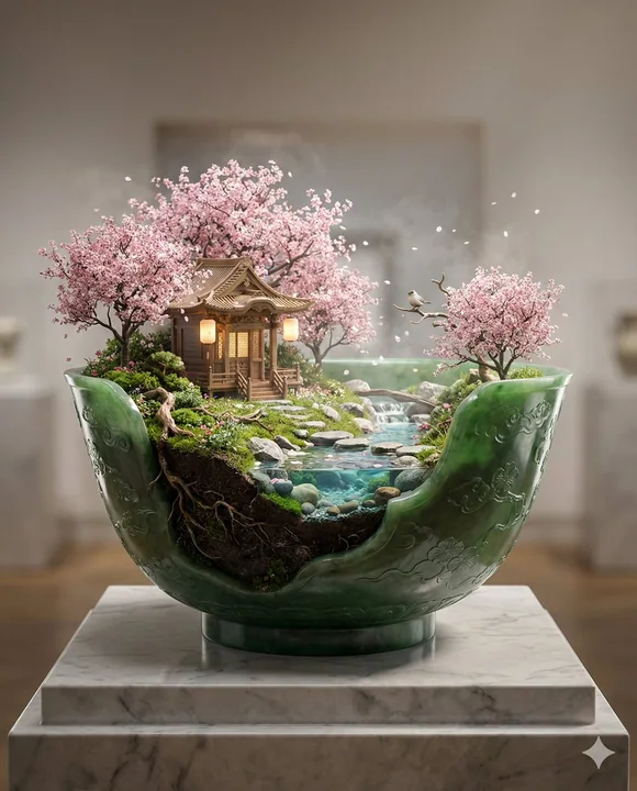Merveille miniature de la niche en jade