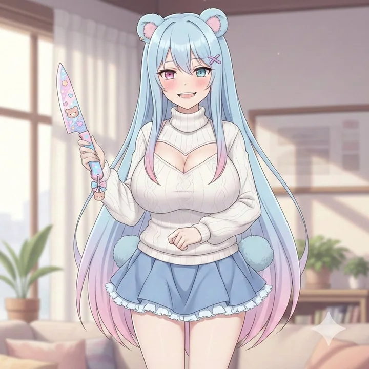 微笑でケーキを渡す死に美少女