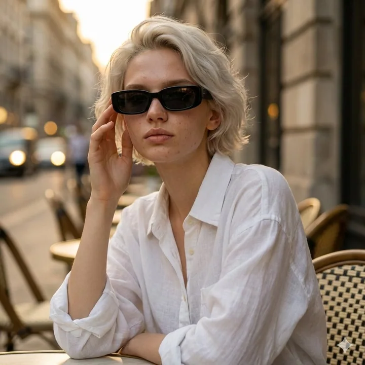 Golden Hour European Café Photo Girl