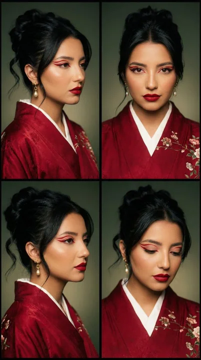 Peinture de l'élégance orientale : Portraits de beauté dans l'esthétique de la haute couture orientale