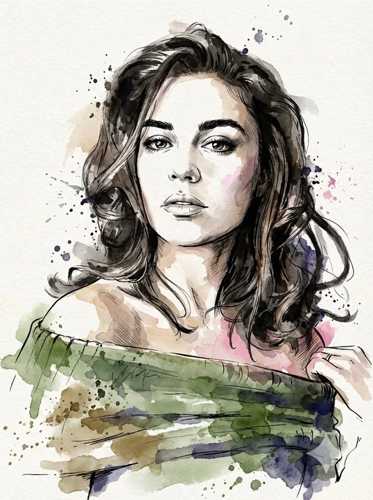 Stunning close-up of a figure rendered in expressive ink realism.