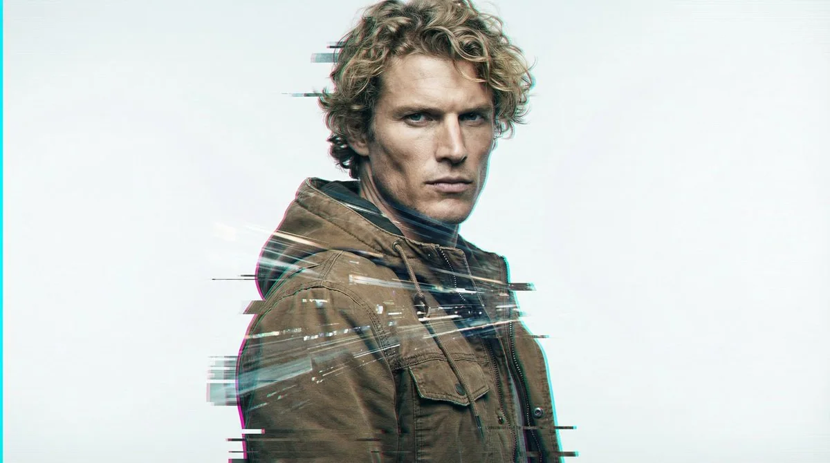 Fault Art Style Blond Man Portrait