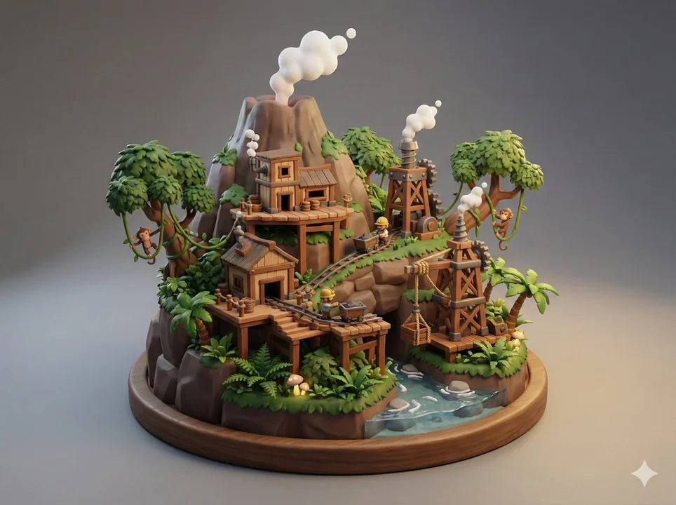 Vine-wrapped Volcanic Mine Pit Mini Blind Box