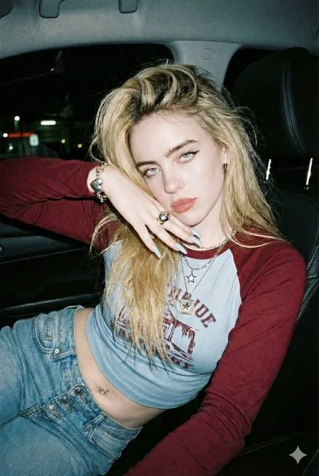Midnight Flash Freeze Y2K Blonde Girl