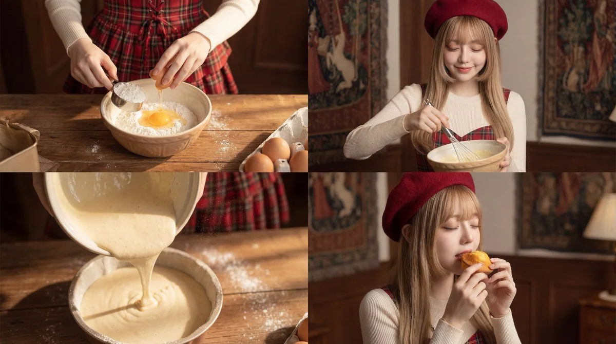 La vie quotidienne d'une jeune fille guérissante en pâtisserie, des moments chaleureux où la farine voltige