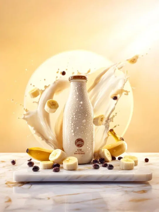 Banana Milk High-Speed Splashing Commercial Photography