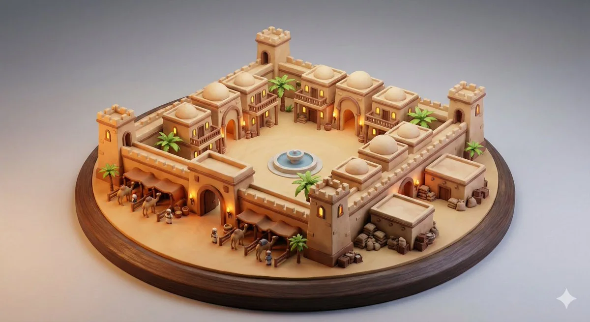 Desert Caravan Inn Miniature 3D Model