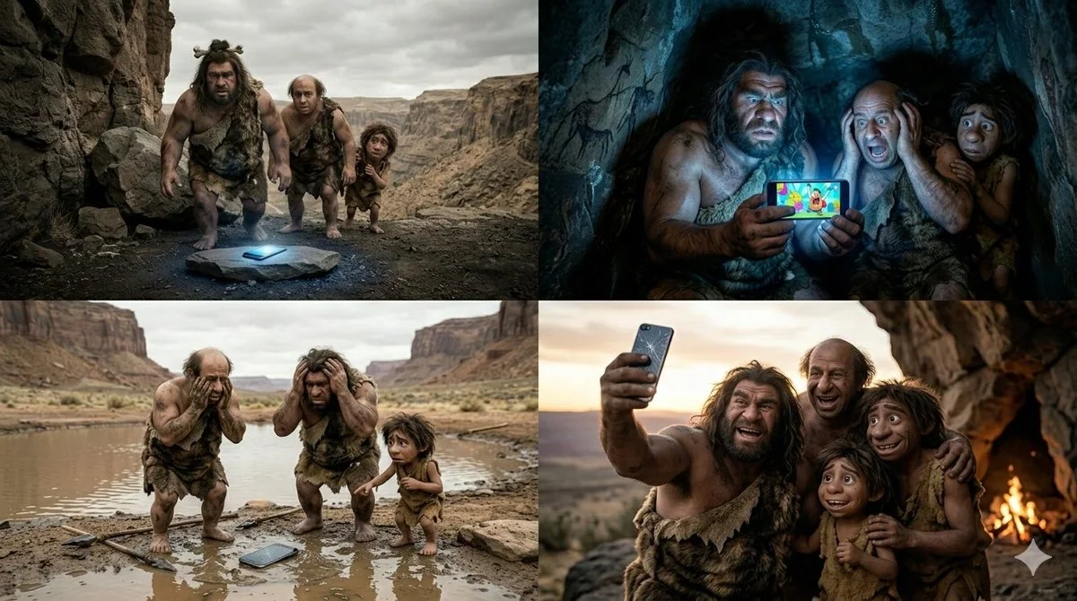 رحلة هاتف ذكي لثلاثة إخوة قبل التاريخ