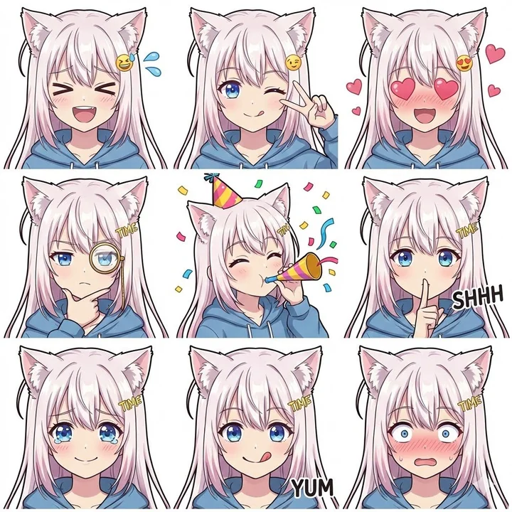 かわいいLINEスタンプ 九宮格ステッカー