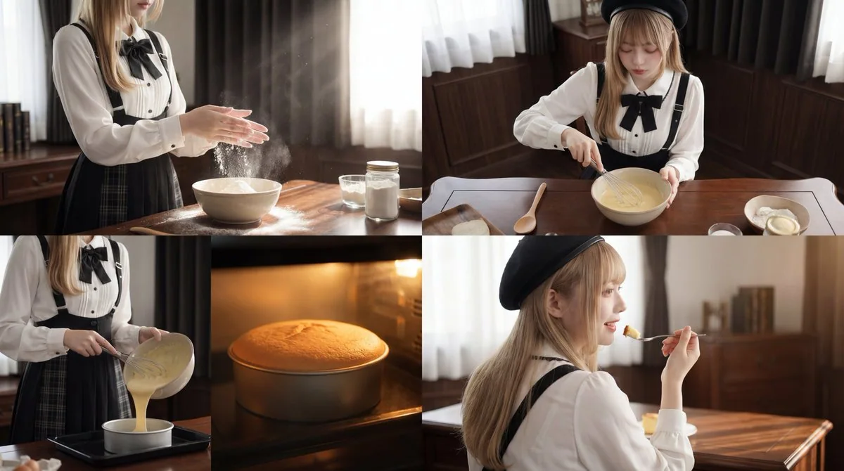 映画のようなスローモーションで描かれる癒しのケーキ作り