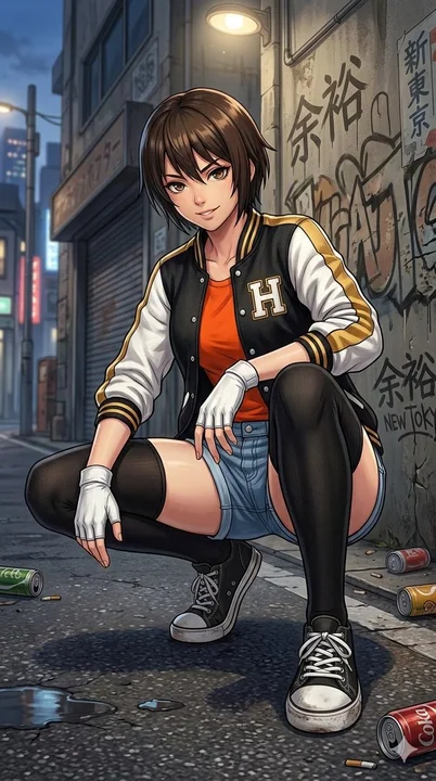 仰视街角自信的女郎