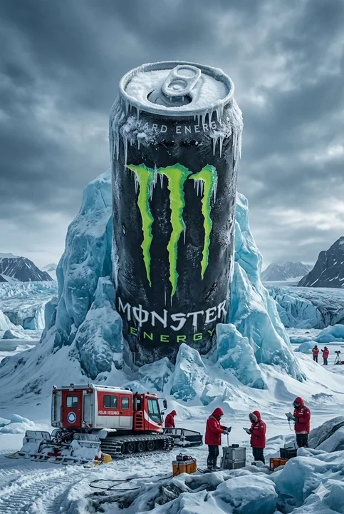 Canette de boisson Monster Energy Polaire, gigantesque, gelée