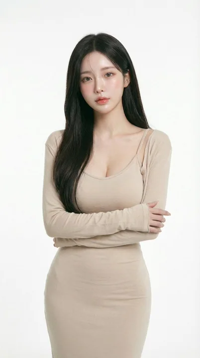 Minimalist beige style elegant woman portrait