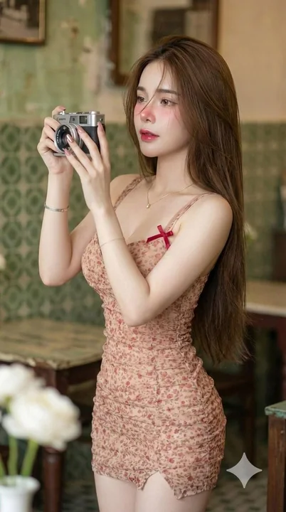 Retro Camera Girl Soft Light Photography
