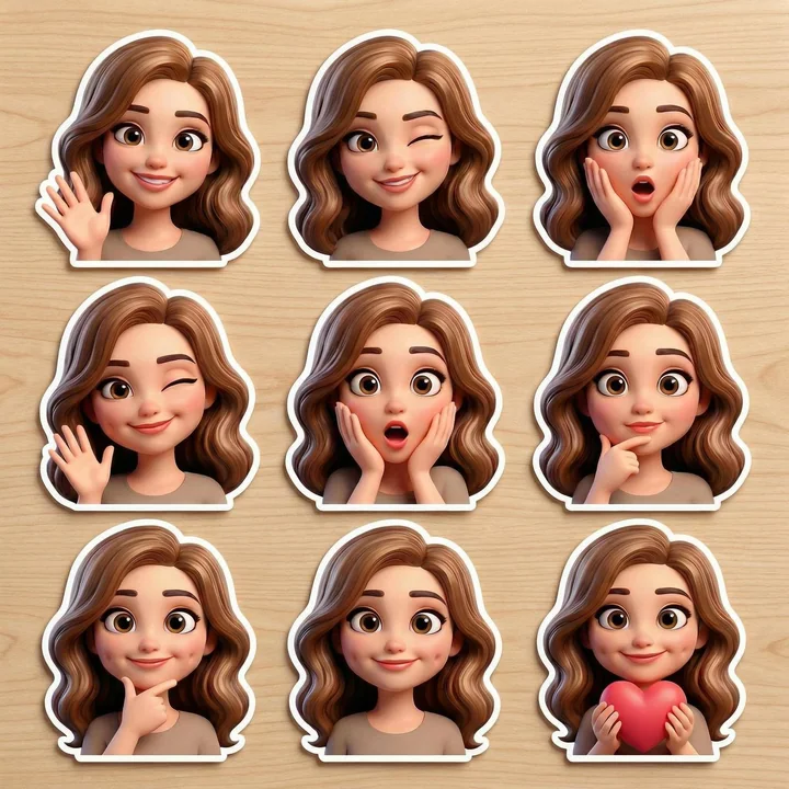 皮克斯风格3D可爱表情贴纸