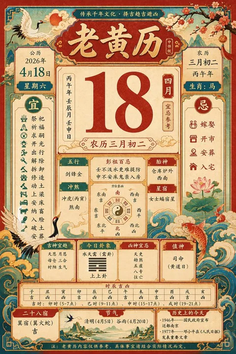 復古伝統黄曆二〇二六年四月十八日