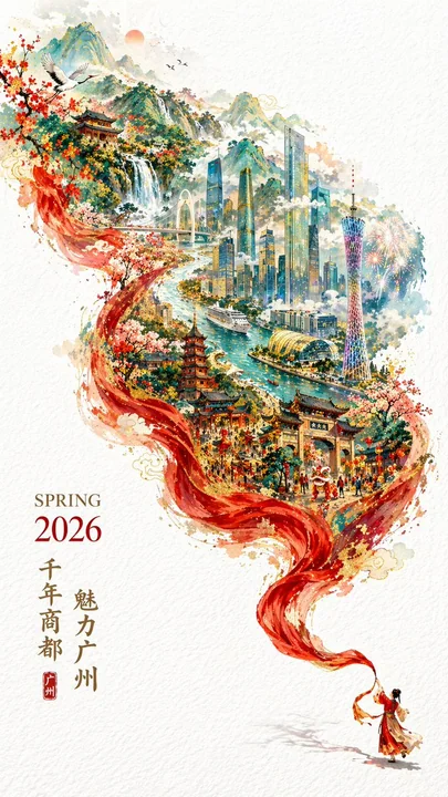 Red silk transforms into the grand national trend of the prosperous city of Guangzhou